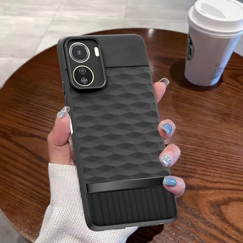 Image of Pikkme Back Cover for Vivo Y16 Camera Protection 3D Hexa Cube Design Silicone Protective Bumper Case (Black)