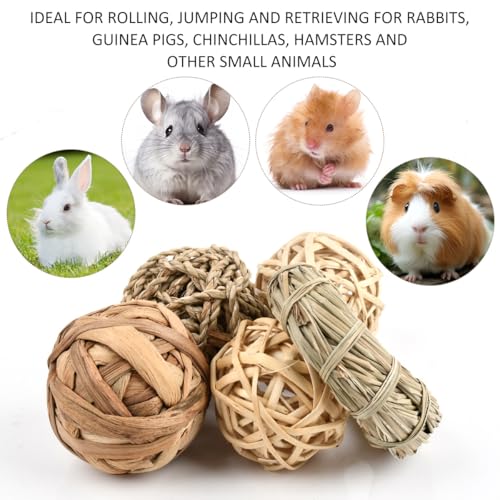 BATINO 12Pcs Rabbit Toys, Rabbit Treats Chew Toys for Teeth, Bunny Boredom Breakers, Small Pets Chew Balls Grass Balls Natural Toys for Rabbits Chinchilla Bunnies Gerbils and Hamster - Image 5