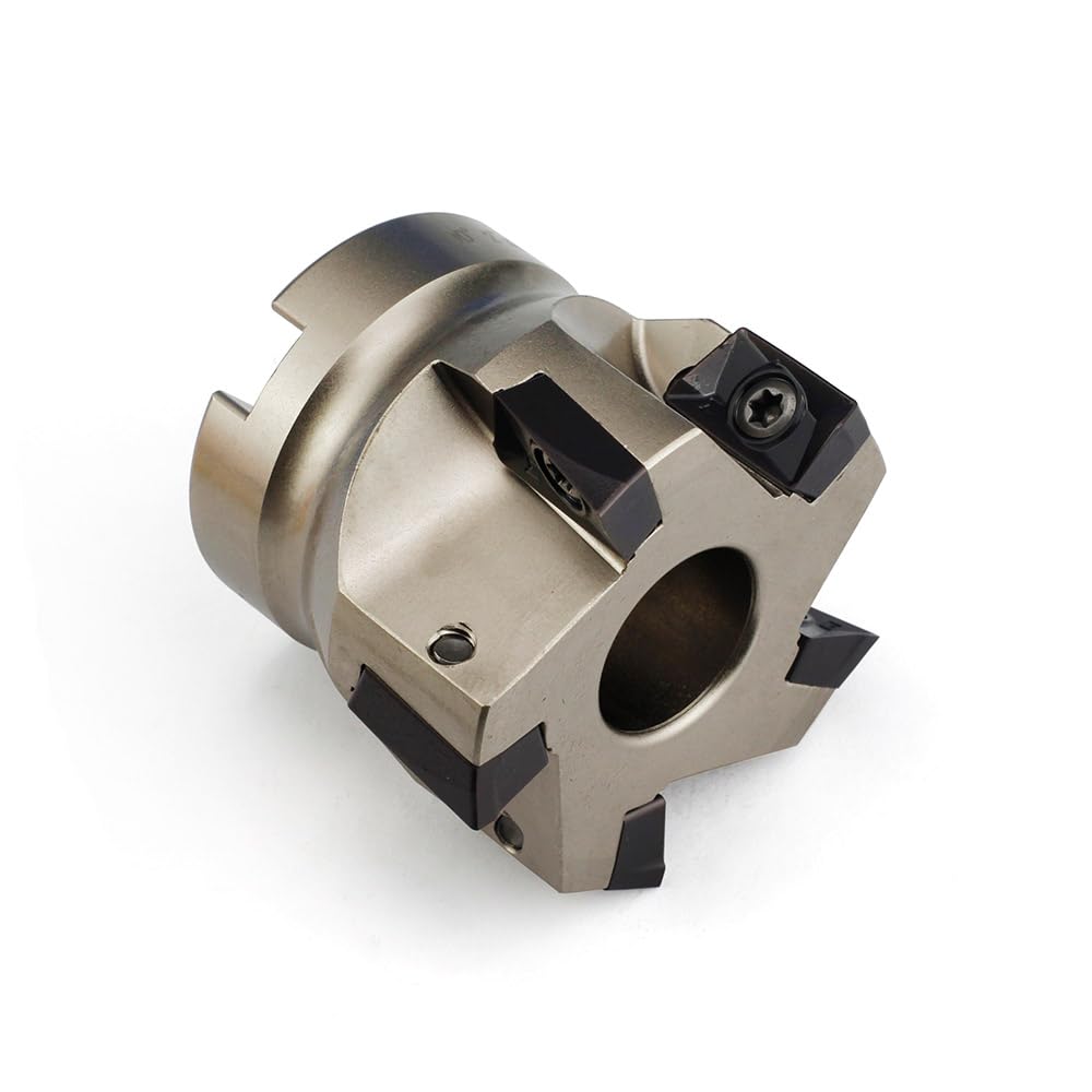 90 Degree Square Shoulder Indexable Face Mill with 5 Pcs APKT1604 Carbide Inserts, 2" Cutting Diameter, 1.75" Overall Length, 5 Flutes