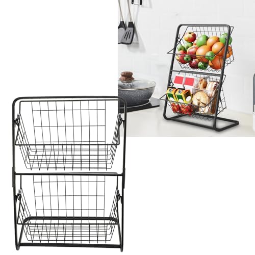 Cesta de frutas para encimera de cocina con diseño de 2 niveles 5