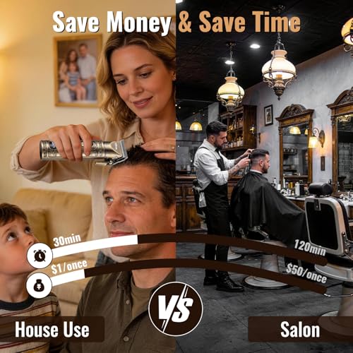 Image of Ufree Hair Clippers for Men, Beard Trimmer, Foil Shaver 3-in-1 Grooming Kit | Type-C Fast Charging & LED Display Pro Cordless Barber Clipper for Home Haircuts, T-Blade for Seamless Fades, for All Hair
