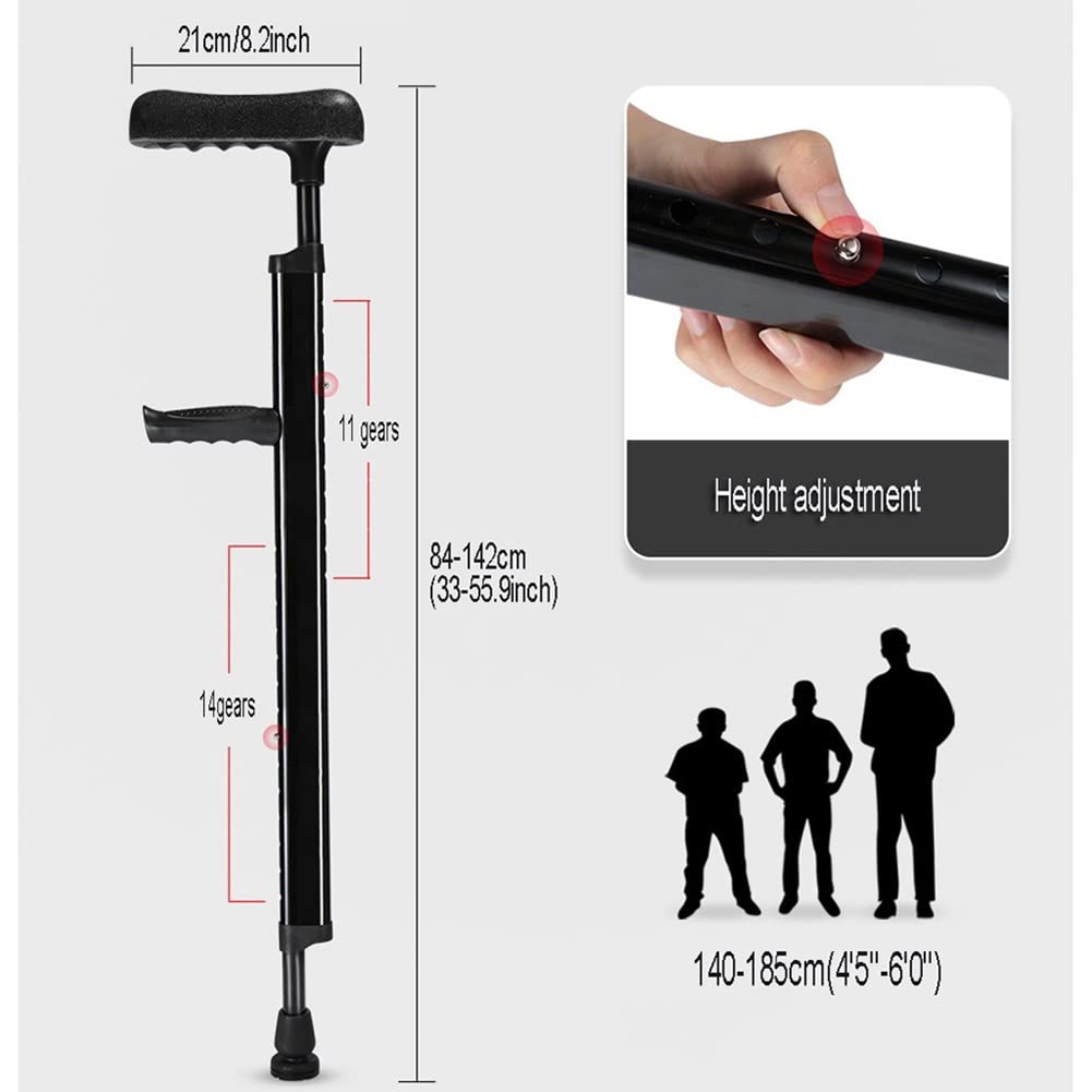 Dorosłych Kule Ortopedyczna, Lekka Regulowana Laska, Przed Otarciami, Zastosowanie Wysokość: 140-185cm (Size : 1 Pair)