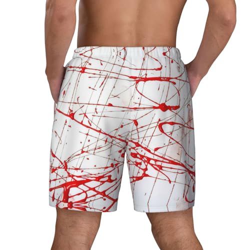 Red Paint Artshort Swim Trunks with Waist Rope and Two Side Pockets Beach Shorts Bathing Suits for Men4
