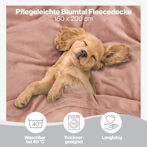 Blumtal Kuscheldecke flauschig - Oeko-TEX zertifizierte Fleecedecke 150x200 cm - Wohndecke 150x200 cm weich - Decke Couch Wohn- & Kuscheldecke Rosa - Tagesdecke Rosa/Kuscheldecke flauschig