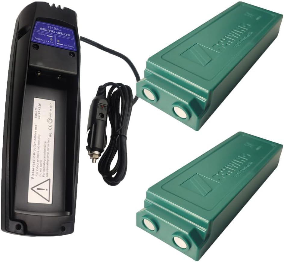 BALOLO (1*Charger+2*Battery) Schwing 98384265 7.2V 3300mAh NiMH Rechargeable Battery with 10-24V Scanreco 434 Battery Car Charger, for 98384265 Battery, EEA2512 / RC400 / 590/592 / 960 Battery