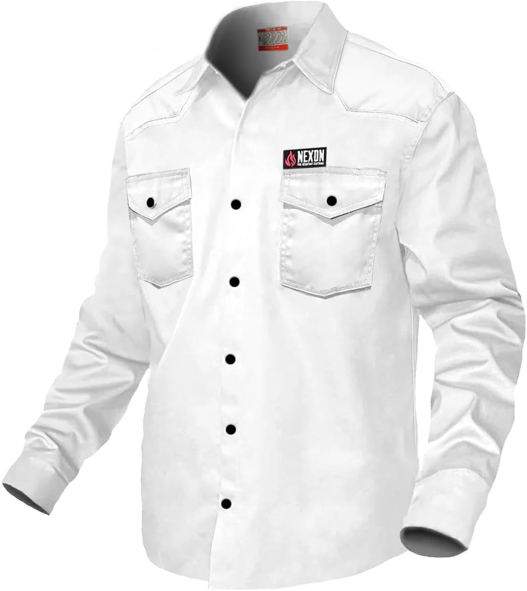 FR Shirts for Men | Flame Resistant Shirt with Pearl Snap Buttons | NFPA2112 Light Weight Fire Retardant Welding Shirt