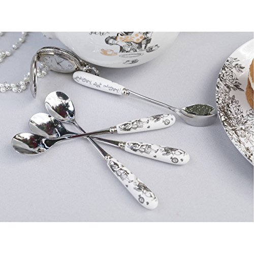 Miniatura 3 de V A Alicia En El País De Las Maravillas Juego De 4 Cucharas De Té Con Asas De Porcelana, Cucharas De Acero Inoxidable Con Asas Decorativas Y Caja De Regalo De Lujo