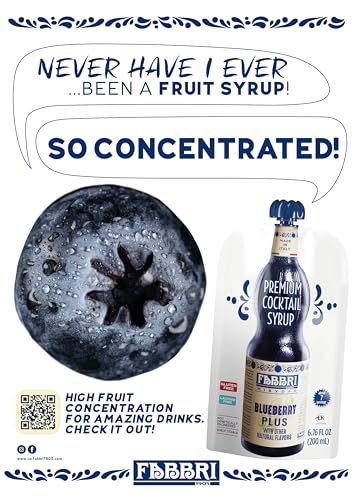 Image of Fabbri Premium Italian Fruit Syrup, Blueberry, 6.76 fl oz (200ml) | Natural Ingredients, Non-GMO, Gluten Free, Ideal for Cocktails, Mocktails, Smoothies & Sodas, Made in Italy