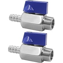 2Pcs Shut Off Valve 1/2" NPT Male x 3/8" Hose Barb Ball Valve