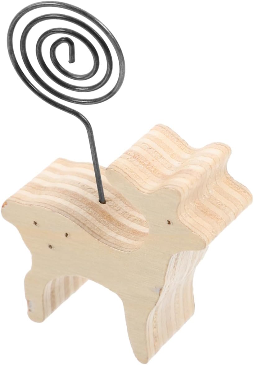 Chic Wooden Animal Memo Clip Holder Multi-Purpose Picture Stand for Home and Office Decor Cute Deer Design for Photos Notes and Menu Cards
