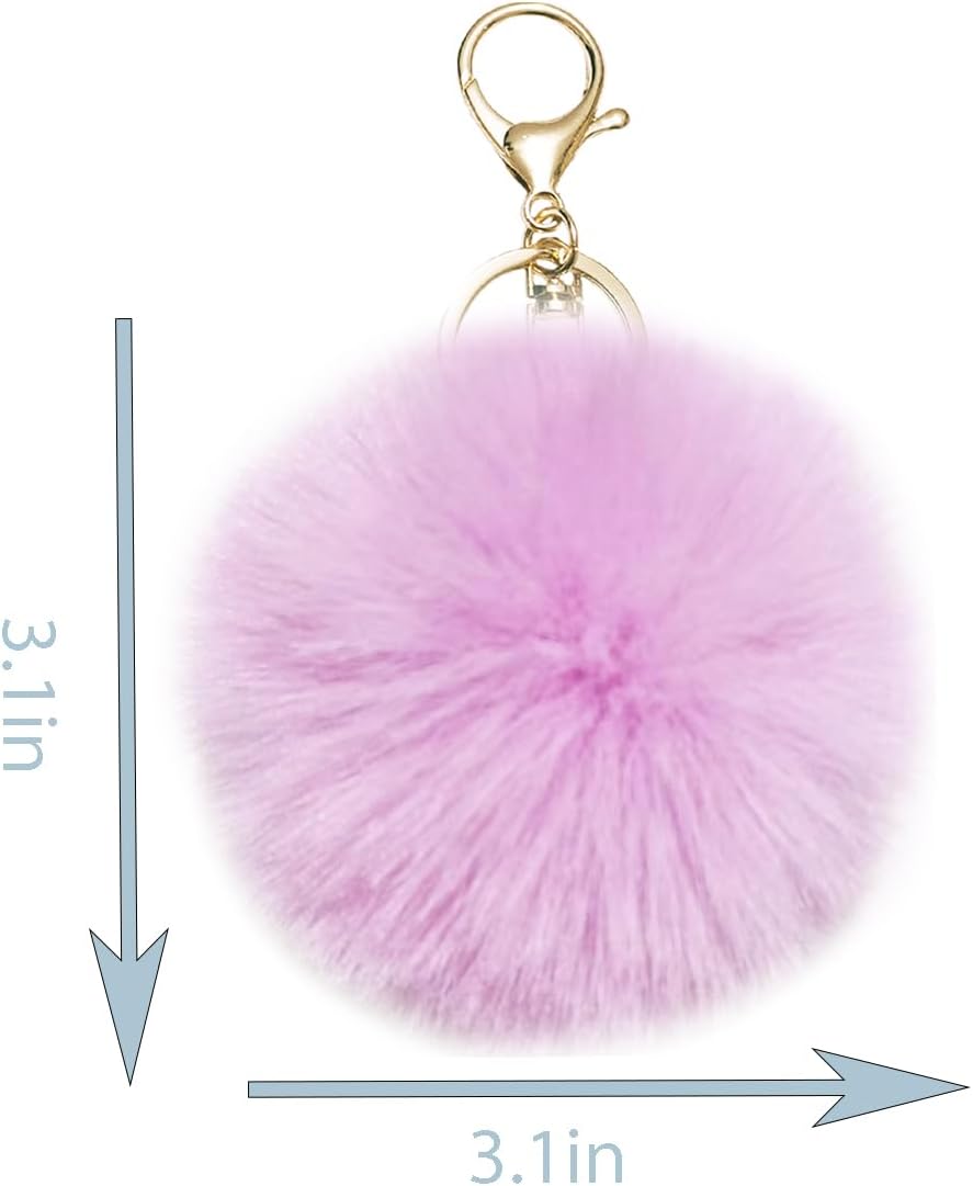 jtkdxqs 3 Pieces Pom Pom Keychain Soft Artificial Rabbit Fur Plush Fluffy Ball Key Ring for Women - Image 3