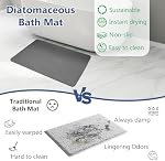 Ceecysaa 80x50cm Stone Bath Mat, Diatomaceous Earth Quick Dry Non Slip, Dark Gray
