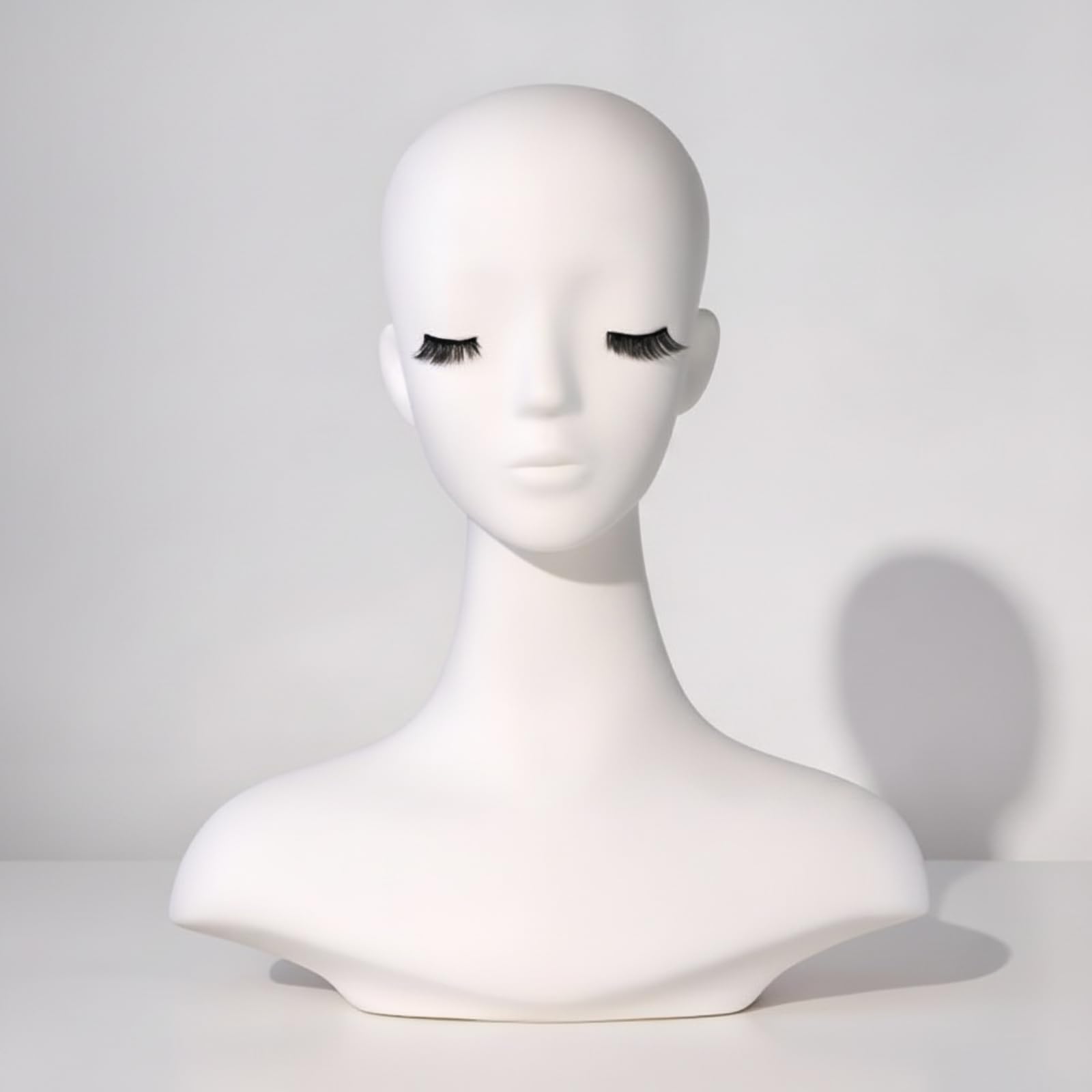Testa Manichino Parrucche Espositore Supporto Manichino Calotta per Acconciature in Pvc E Schiuma Collo Lungo Dettagli , Testa Di Manichino Bianca Per Esposizione Parrucche