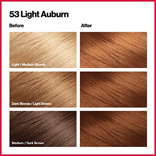 Revlon Colorsilk Beautiful Color, Permanentne zabarwienie, keratyna i jedwabne stale fusowe, obejmuje 100% białych włosów, 53 Auburn Clear