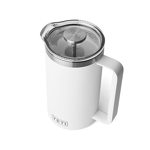 YETI Rambler 34 oz. French Press Coffee Maker, with GroundsControl Filter, White