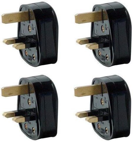 LILMACC® New Pack of 4 UK 3 Pin 13A Fused Mains Plugs - Black Mains 3 Pin Household Plugs