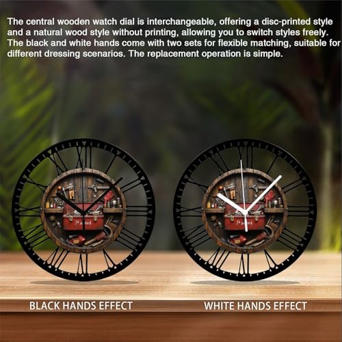 Reloj de Pared Redondo de Madera y Metal 10 Pulgadas miniatura 3
