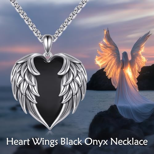 Collier ailes d'ange argent et onyx noir POPLYKE cadeau idéal - 2