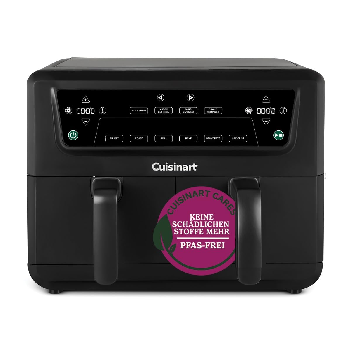 Cuisinart XXL 10.4L Zweizonen-Heißluftfritteuse| PFAS Frei Airfryer| Braten, Grillen, Backen, Dehydrieren und Warmhalten | 2 kammern| 2 x 5.2L - 8+ portionen| Spülmaschinenfeste Teile