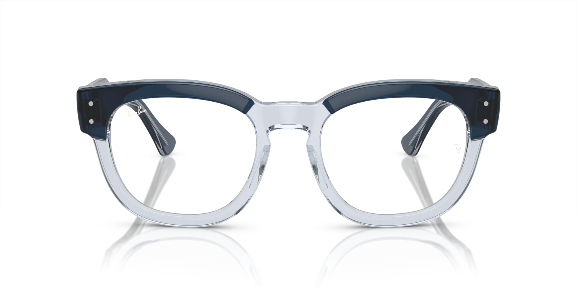 Ray-Ban Rx0298v Mega Hawkeye Square Prescription Eyewear Frames Blue on Transparent Blue/Demo Lens 48 Millimeters