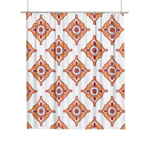 Rideau de douche orange 180x180 géométrique en tissu polyester