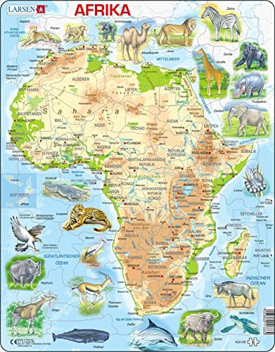 Puzzle de marco del mapa físico de África Larsen para tardes de aprendizaje en casa