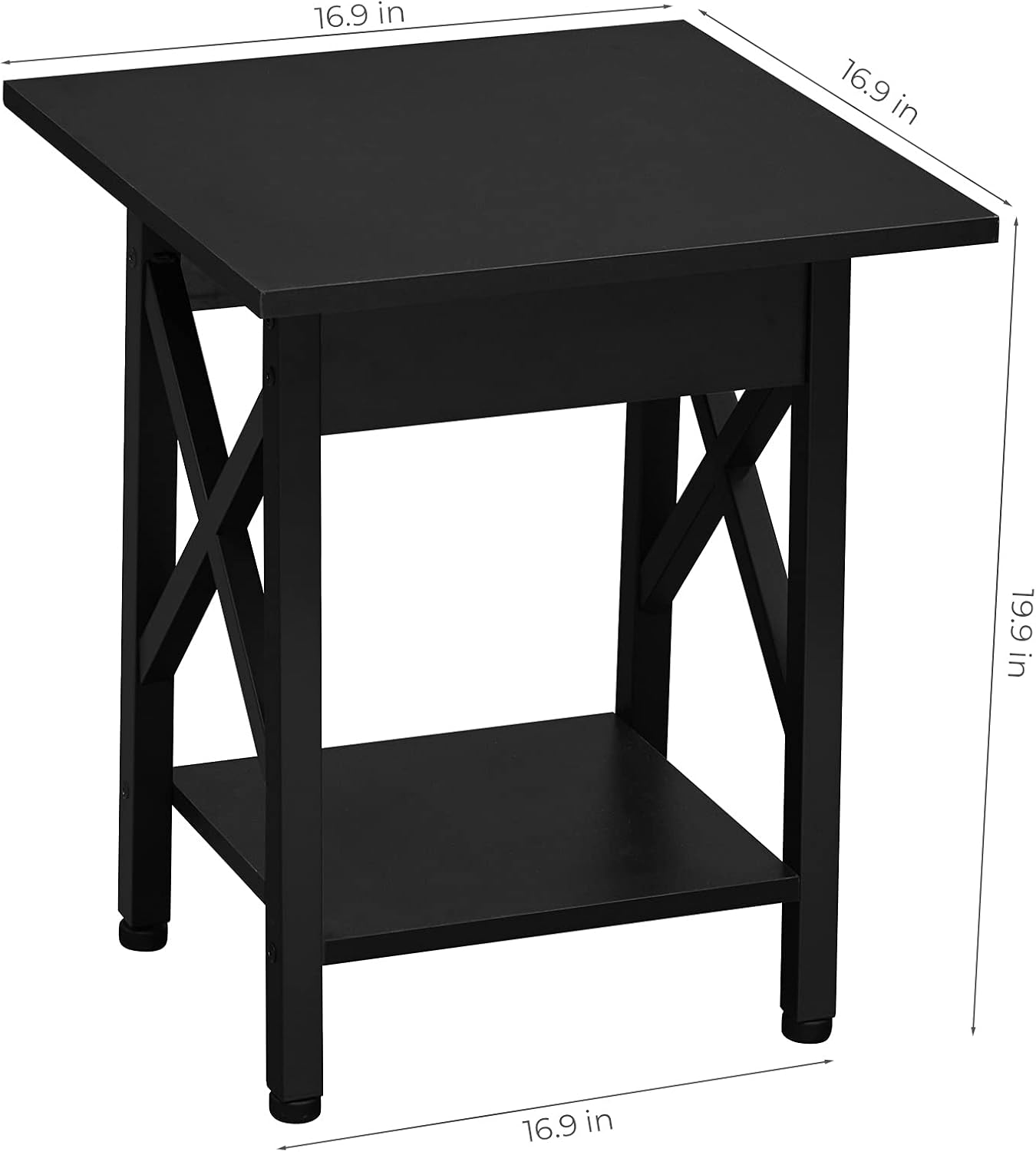 GreenForest End Tables Set of 2 Industrial Side Table with Storage Shelf for Living Room Bedroom, Stable Metal Frame, Easy Assembly, Black : Home & Kitchen