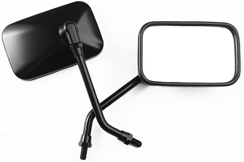 Espejos de motocicleta, espejos laterales retrovisores de motocicleta de 10 mm para manillar | Carcasa metálica negra, ajustable en 360 grados, compatible con el chopper Kawasaki Honda Suzuki Street Bike Cruiser