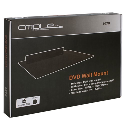 Cmple - Floating Wall Mount Tempered Glass Shelf For Dvd Player, Gaming Consoles, Tv Box, Cable Box, Projector And Other Av Devices Up To 17 Lbs - Black #TOP24