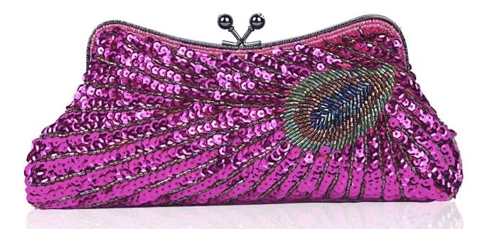 Sac de soirée exquis D.Y.Stylier rose rouge 25x13cm pour femme