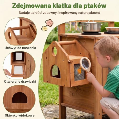 COSTWAY Kuchnia błotna dla dzieci na zewnątrz, kuchnia do zabawy ze