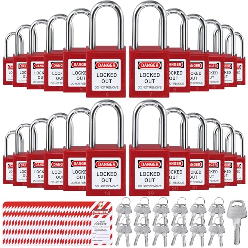 Image of 30 Sets Lockout Tagout Locks Kit, Safety Padlock, Loto Locks Keyed Differently Lock Out Tag Out 61 Pcs Safety Padlocks with 30 Lockout Tagout Tags Red for Stations and Devices
