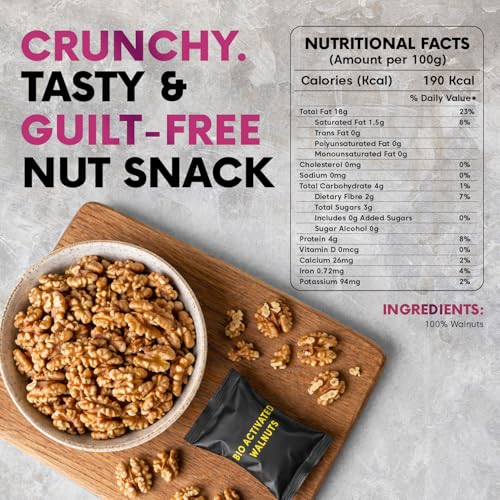 Image of Ethno Bio-Activated Chile Walnuts (14-Pack) - Premium Roasted & Sterilised Walnuts Without Shell - Fresh Akhrot Dry Fruits - Brain-Boosting Nuts, No Added Sugar, Oil-Free, Healthy Snacks (420g)