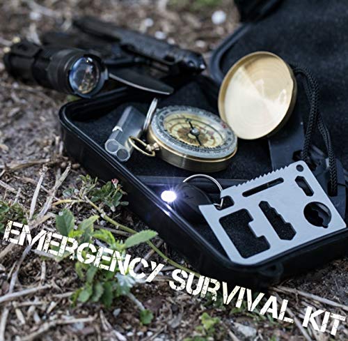Routine Gear Emergency Survival Kit | Survival Gear Kit/EDC Gear with Flashlight, Compass, Fire Starter, Emergency Blanket, Tactical Pen & More