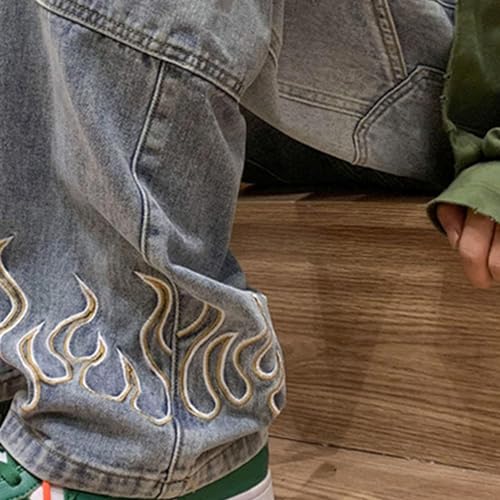 Men's Relaxed-Fit Vintage Hip Hop Jean Y2K Wide Leg Skater Jeans Casual Stylish Loose Lightweight Denim Pant4