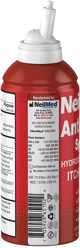 NeilMed Anti Itch (Relief) Spray Hydrocortisone 1%, 3 Oz (Pack of 3)