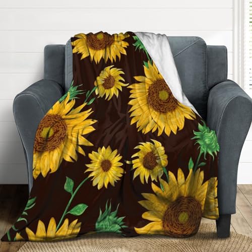 Plaid canapé flanelle douce couverture polaire tournesol jeté lit - 5