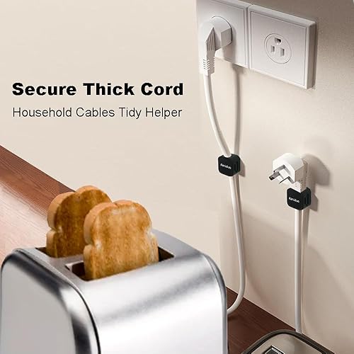 Miniatura 3 de Paquete de 10 clips magnéticos para cables, organizador de cables, soporte adhesivo para cable de teléfono para mesita de noche, escritorio, cables