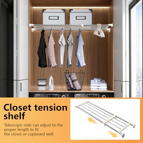 BAOYOUNI Adjustable Closet Rod 33-46" Tension Shelf Wardrobe Organizer by BAOYOUNI - Used condition - Image 4