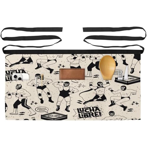 Demi-tablier motif mexicain Luchadores lot de 3 pièces avec poches de rangement