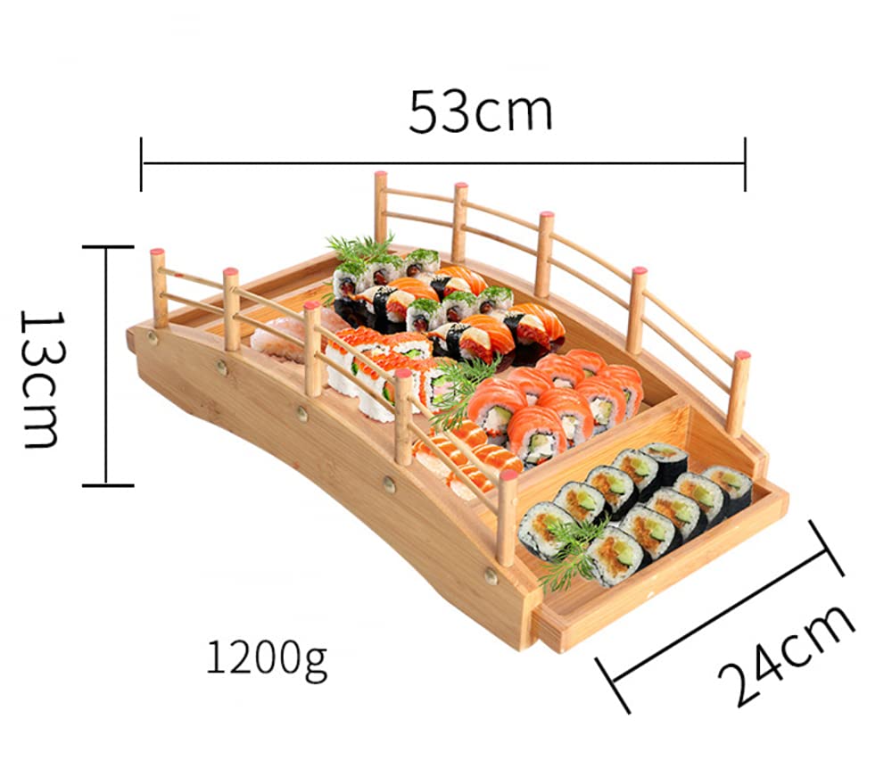 Bambus łódź sushi, bambusowa zastawa stołowa, talerz sashimi i talerz na jedzenie, most sushi łódź drewniana deska do serwowania sashimi taca dolna demontaż Containe