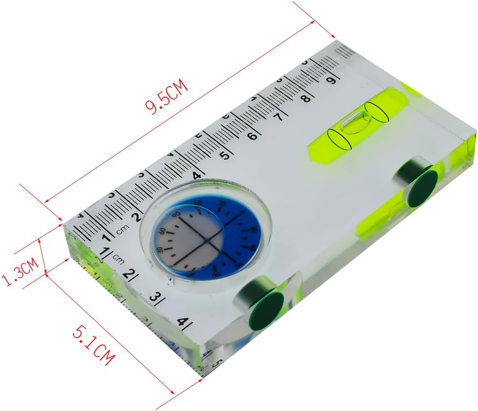 Magnetic Level Tool with Angle Gauge, 45 Degree Board, Bubble Level with Strong Magnets, Mini Water Scale for Construction (95)