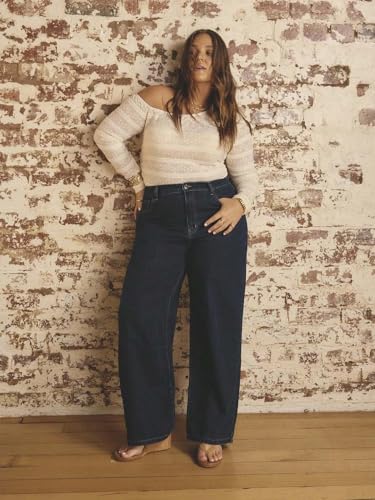 Image of KOTTY Women's Plus Size Straight Fit High Waist Wide Leg Jeans for Stylish Trendy Look