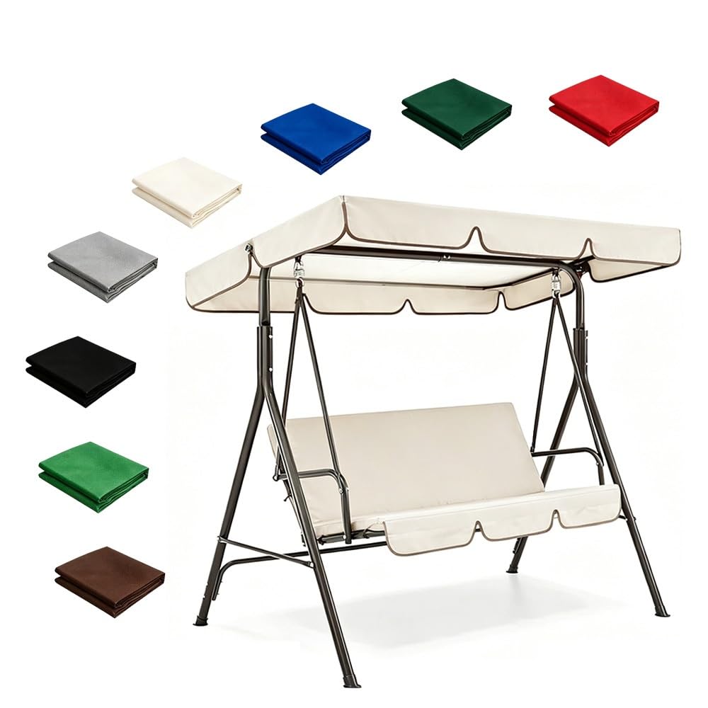 Toit De Balancelle De Jardin Auvent De Rechange pour Balancelle 195x125cm Housse De Remplacement Extérieure Balançoire 3 Places Imperméable Et Anti-UV(Apricot,82x57in-210x145cm)