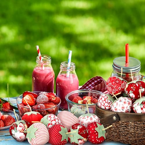 GlikCeil 24 Pcs Faux Fabric Strawberry Decor Handmade Assorted Fake Strawberry Vintage Artificial Fabric Strawberries Bowl Fillers for Farmhouse Spring Summer Ornament Home Baby Shower Wedding Decor by GlikCeil - Image 6