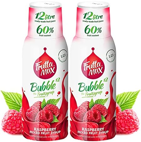 2 Pack - FruttaMax - Koncentrat Syropu Owocowego | Mniej cukru | z 50% zawartością owoców | Nadaje się do automatu sodowego (2 x 500 ml) (2 x Gummibar Bubble Gum)