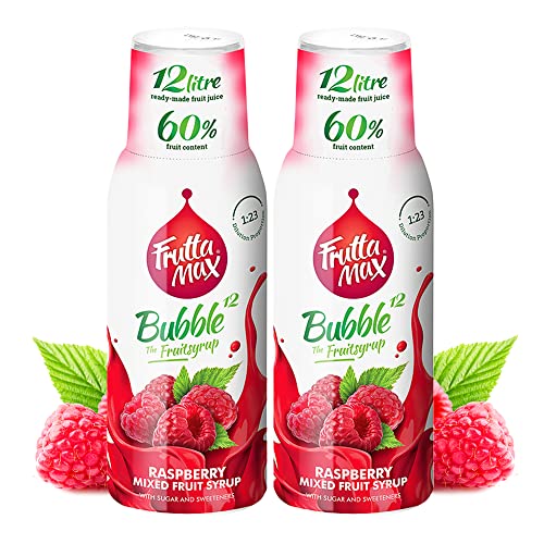 2 Pacotes - FruttaMax Concentrado de xarope de frutas, menos açúcar, com 60% de conteúdo de fruta, adequado para máquina de refrigerantes (2 x 500 ml) (2 x framboesa)