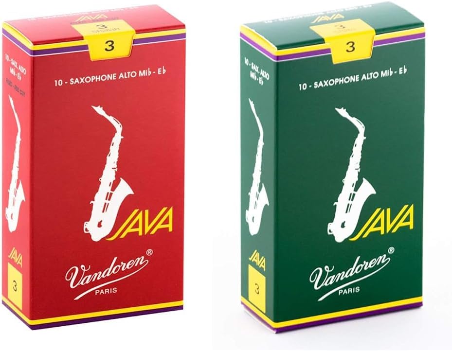 Vandoren SR263 Alto Sax JAVA Reeds Strength 3 and Vandoren SR263R Alto Sax JAVA Red Reeds Strength 3 Bundle (Box of 10)