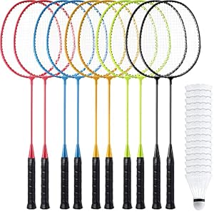 Woanger Badminton Rackets Set with Shuttlecocks Badminton Racquets for Adult and Lightweight Teenagers Shuttlecock Set for Backyard Gym Beach Outdoor Games