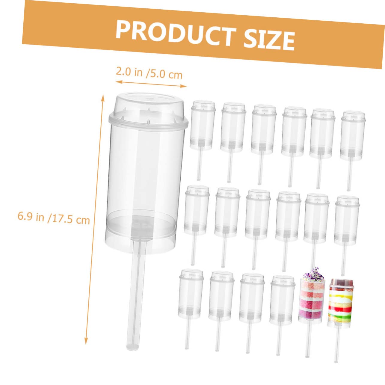 ABOOFAN 12Pcs Cake Push Containers Round Shape Plastic Cake Pops Holders Reusable Dessert Dispensers for Parties and Festivals Leak Design Easy to Fill and